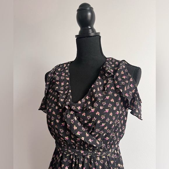 Loft Violet cold shoulder floral midi dress - Picture 4 of 12